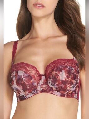 Panache Jasmine Underwire Balconette Bra Autumn Floral 34FF Style 6951
